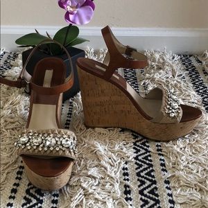 Michael Kors Label Cork and Rhinestone Wedges 39.5